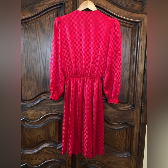 Vintage Argenti Dress Red Checkered Pattern Size 10 - Picture 5 of 6
